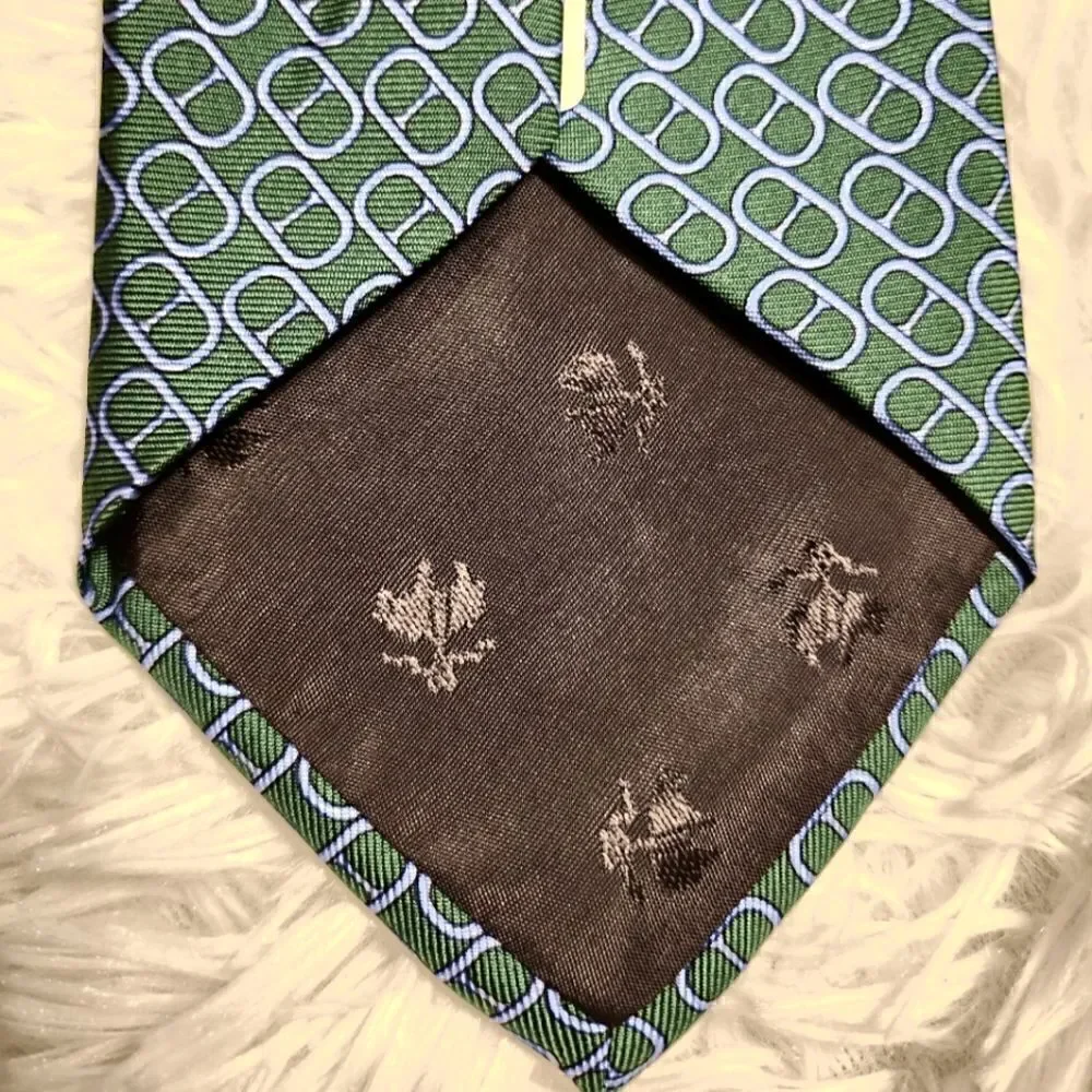 Brooks Brothers Makers Geometric Silk Tie Green Blue Mens New